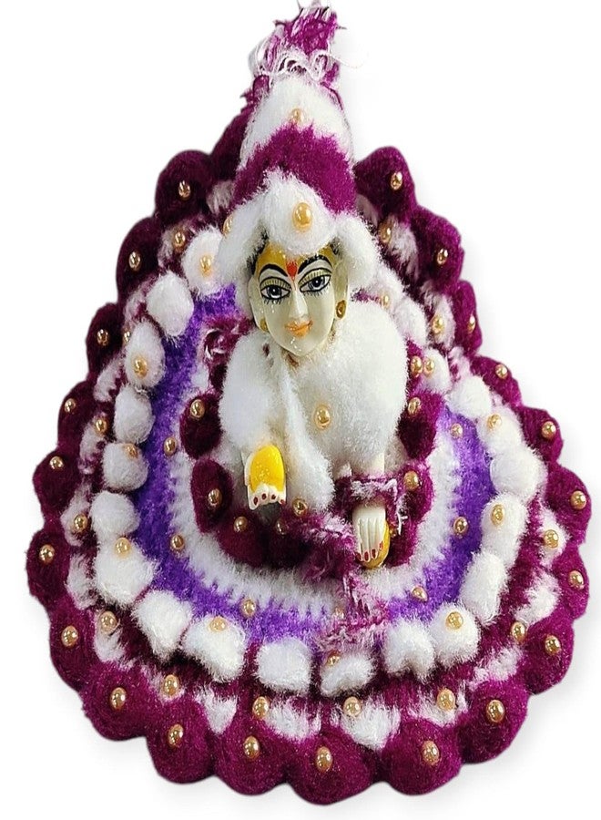 Partish Laddu Gopal Woollen Heavy Dress with Moti Work (Pack of 3) l Ladoo Gopal Dress l Kanha Ji | Thakur Ji Warm Dress with Cap (Size 1) - Image 5